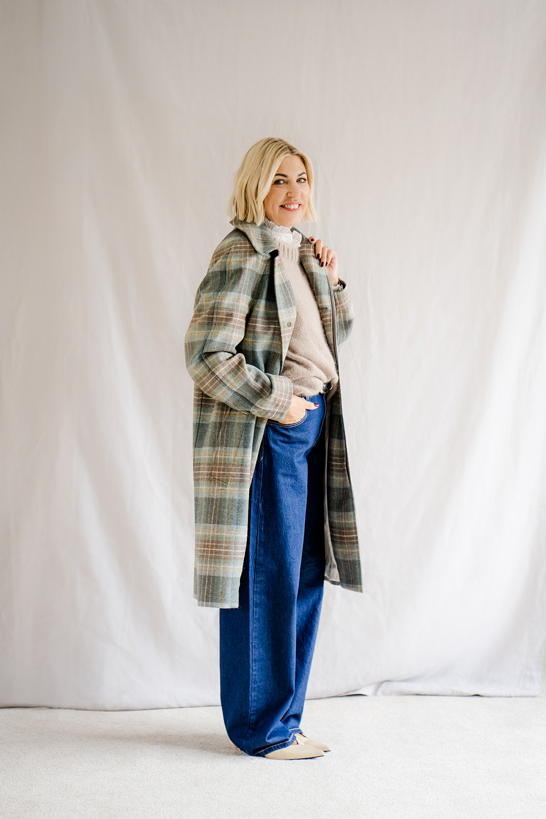 Pod & Pip Henley Check Coat -Pre Order