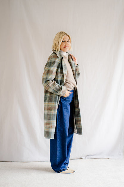 Pod & Pip Henley Check Coat -Pre Order