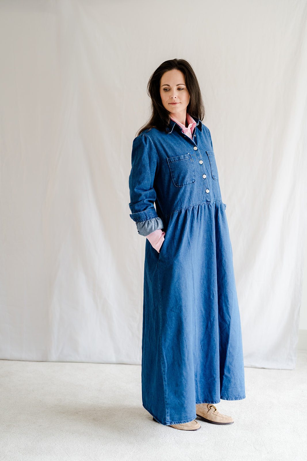 Denim Maxi Shirt Dress