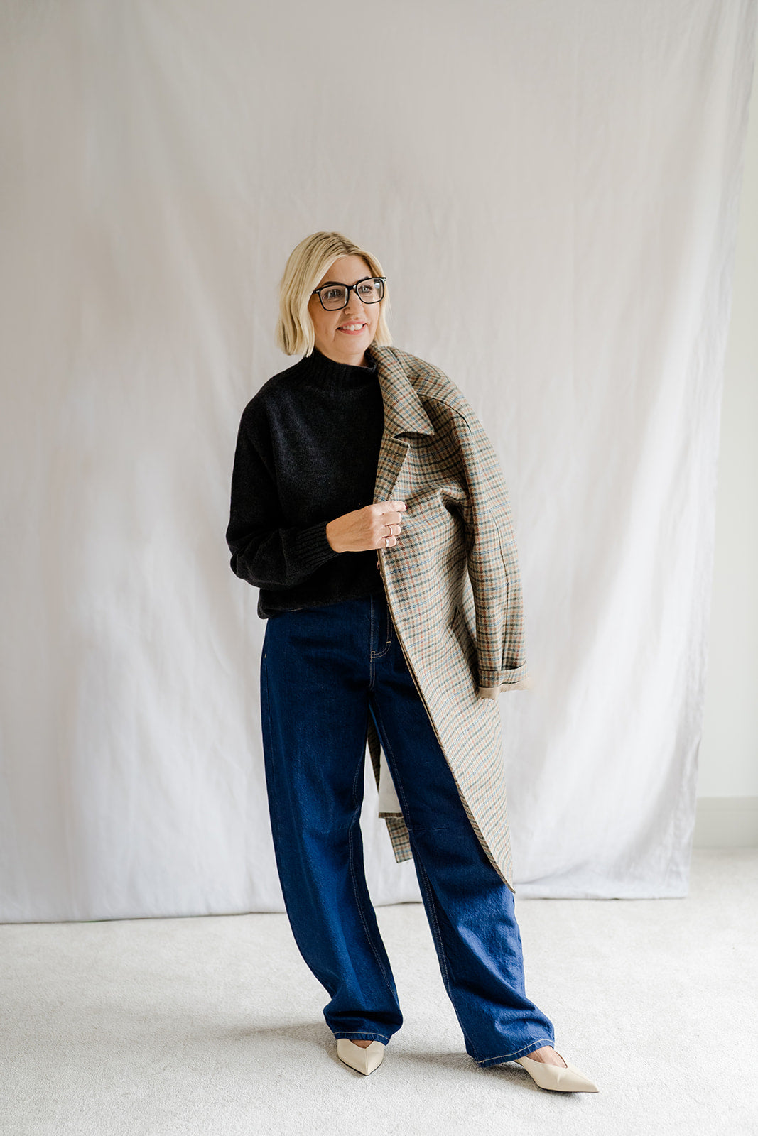 Pod & Pip Oxford Check Coat Blue