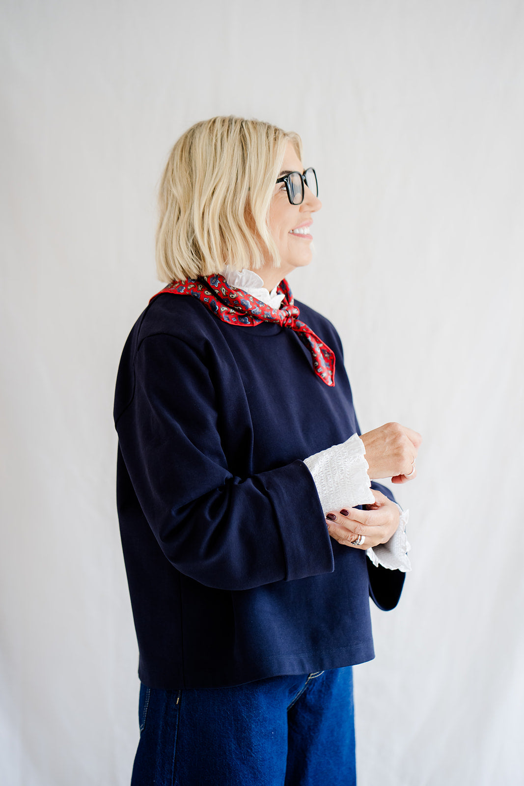 Pod & Pip Wide Sleeve Sweatshirt Top Navy - Coming Soon