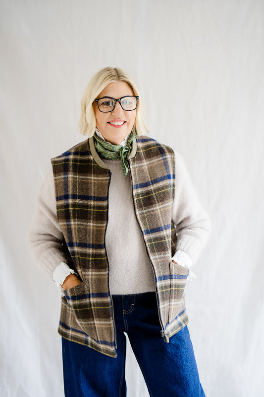 Pod & Pip Green Tartan Gilet