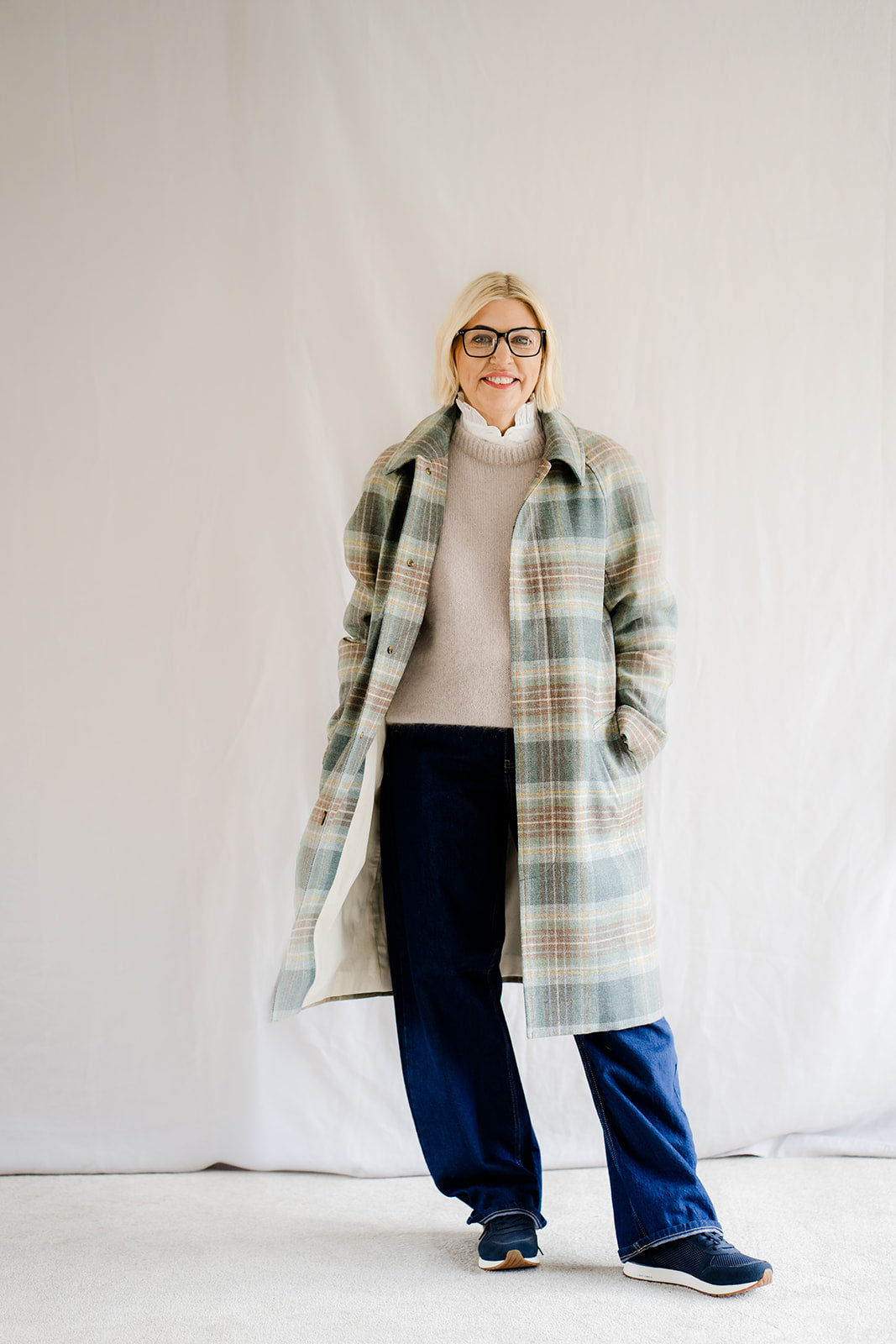 Pod & Pip Henley Check Coat -Pre Order