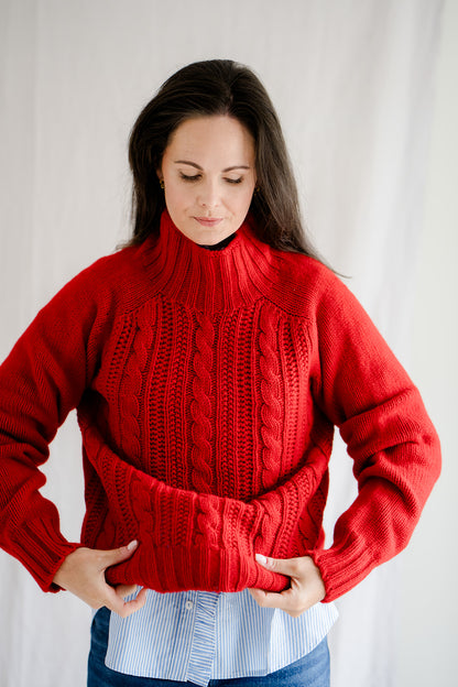 Pod & Pip Cable Knit Jumper Ruby Red