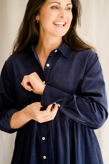 Cate Navy Needle Cord Dress