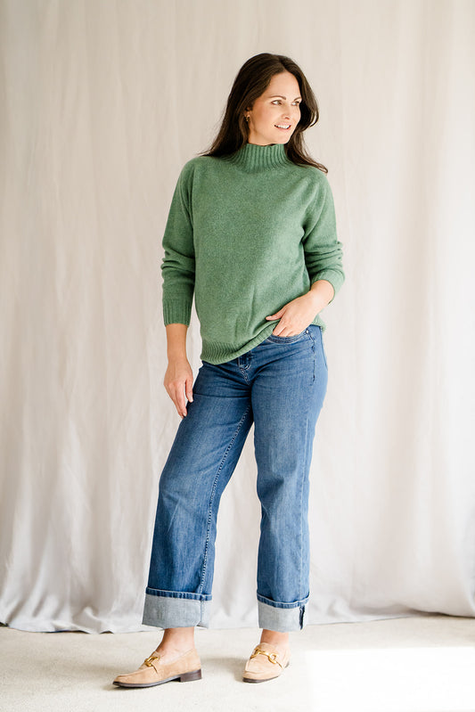 Pod & Pip Funnel Neck Jumper Green