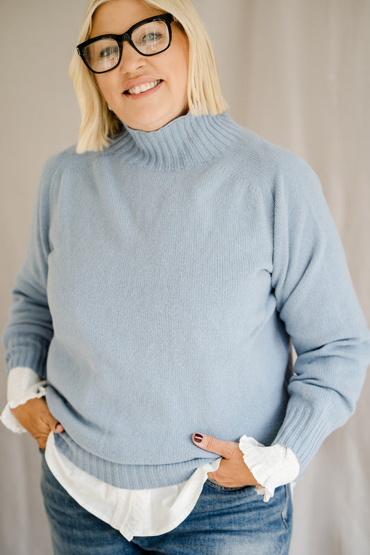 Pod & Pip Funnel Neck Jumper Light Blue