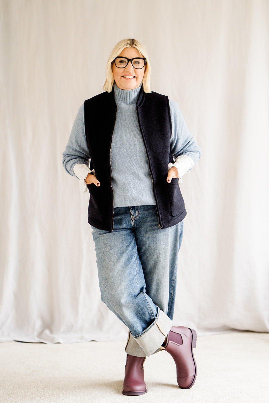 Pod & Pip Funnel Neck Jumper Light Blue