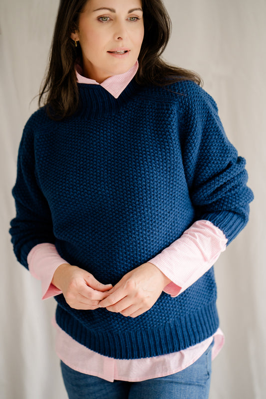 Pod & Pip Waffle Jumper Navy