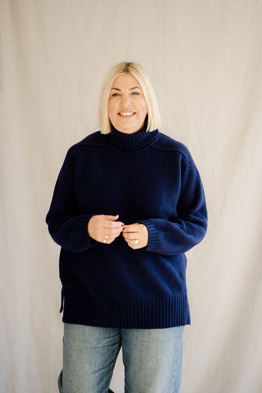 Pod & Pip Oversize Roll Neck Jumper Navy