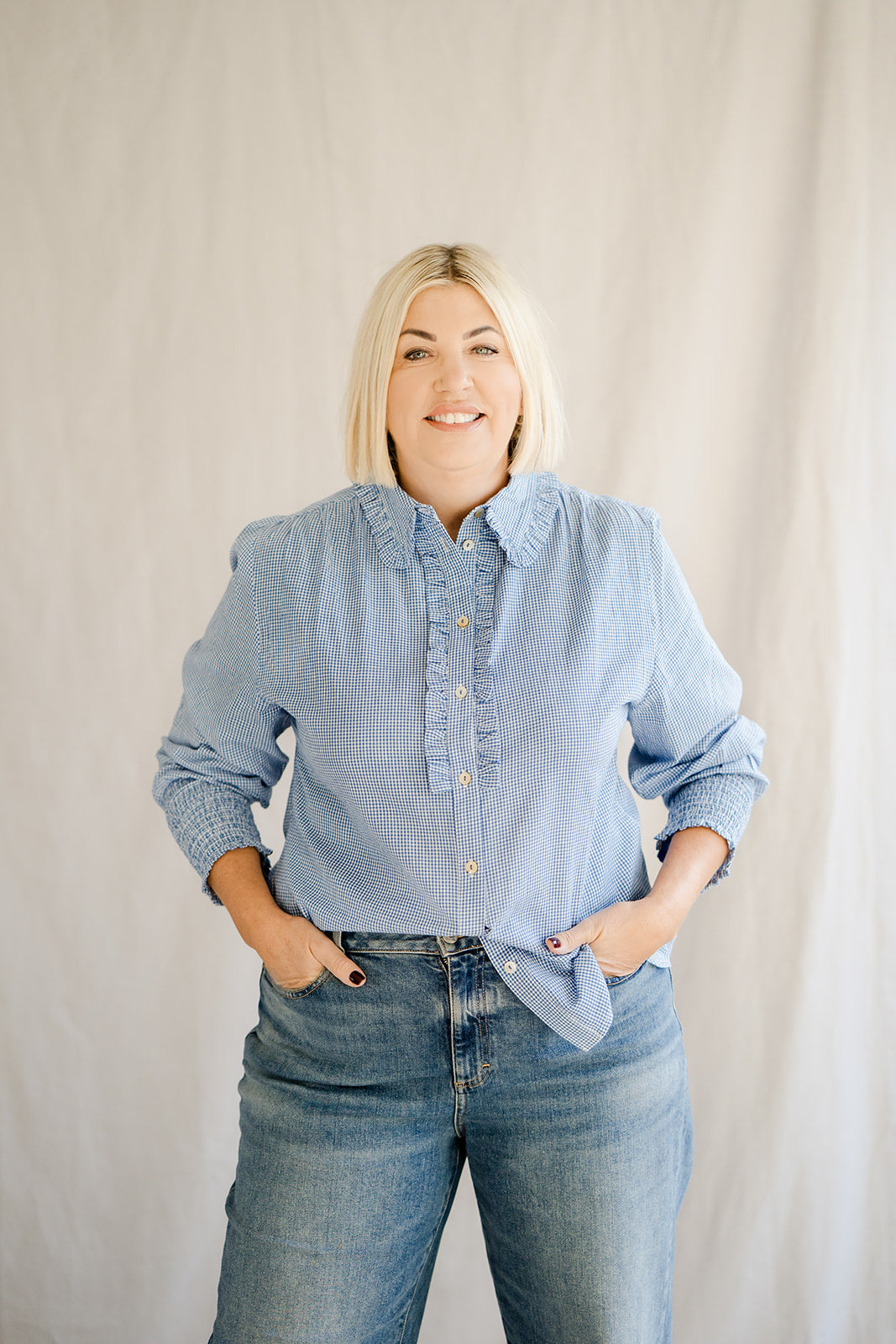 Ella Blue & White Gingham Shirt