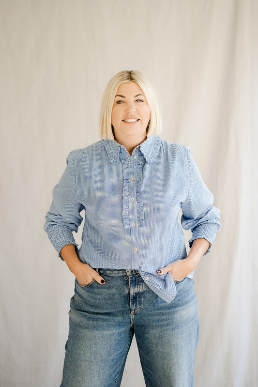 Ella Blue & White Gingham Shirt