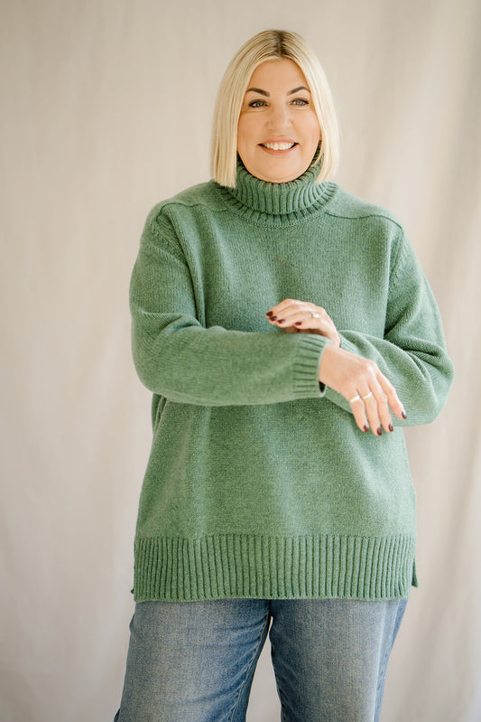 Pod & Pip Oversize Roll Neck Jumper Green