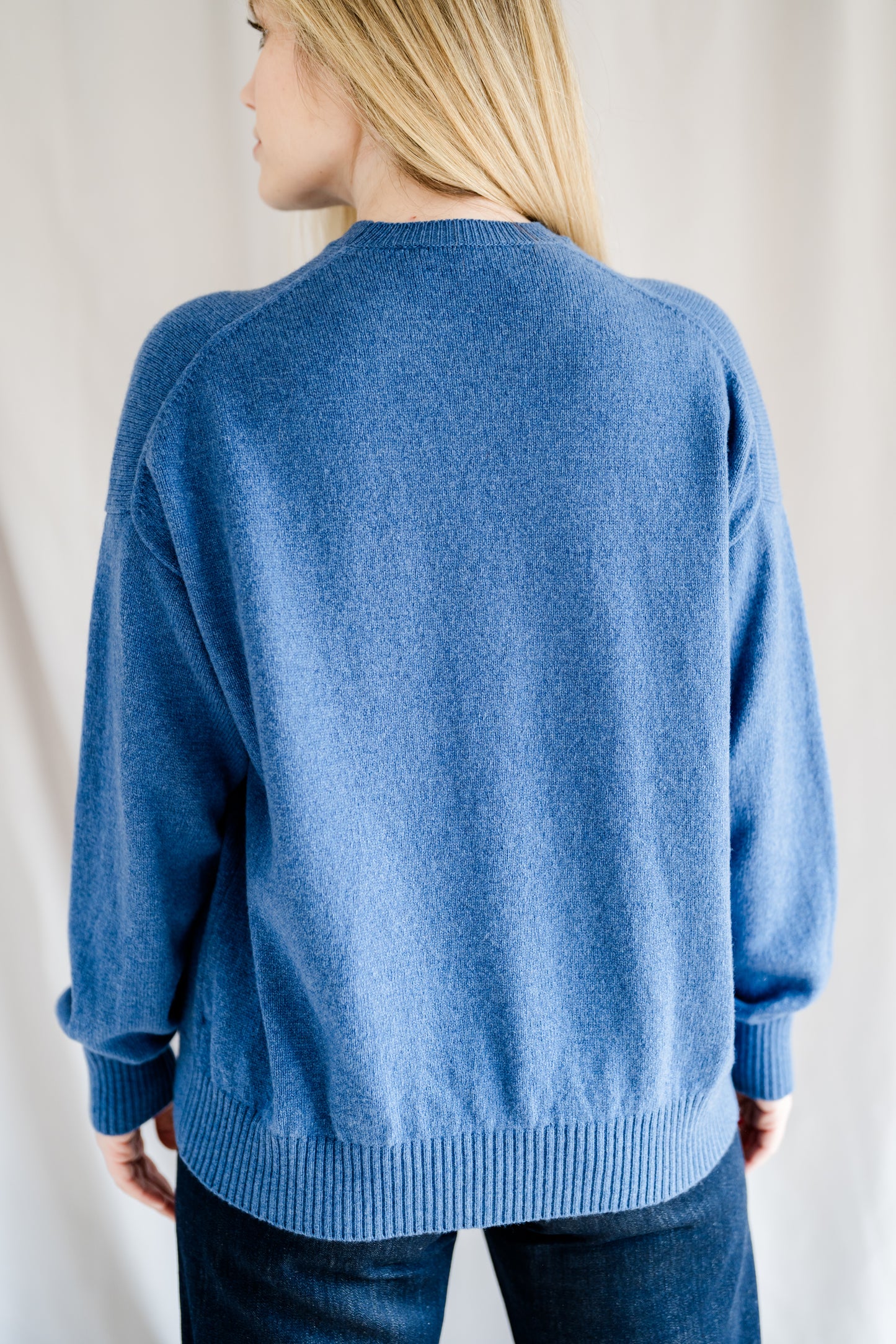 Relaxed Crew Neck Jumper Denim Blue