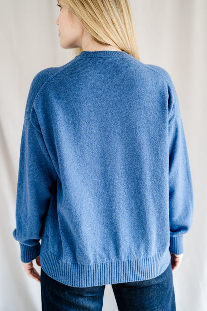 Relaxed Crew Neck Jumper Denim Blue