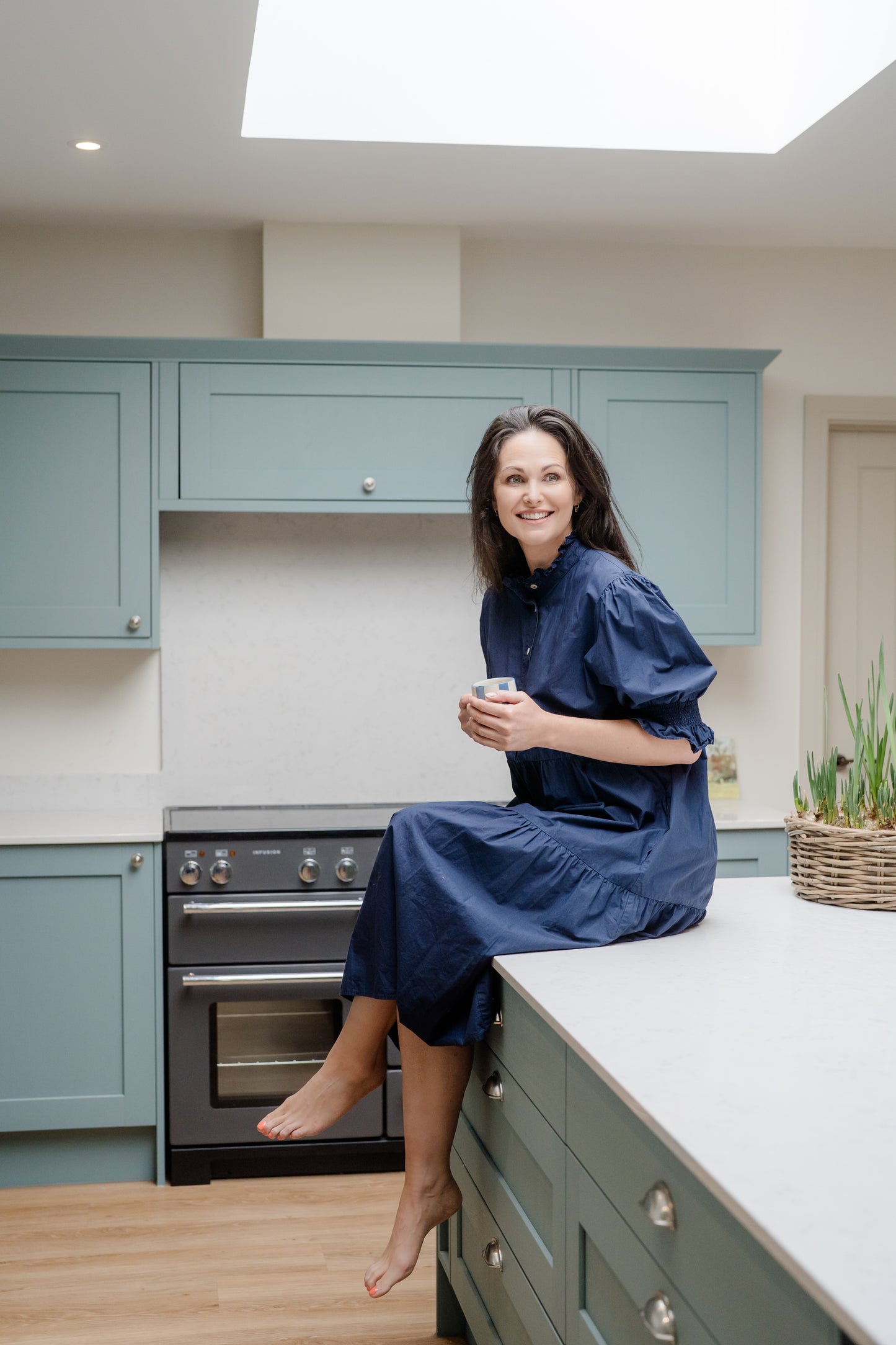 Lottie Navy Blue Cotton Poplin Dress