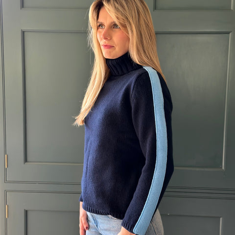 Stripe Lambswool Jumper Blue