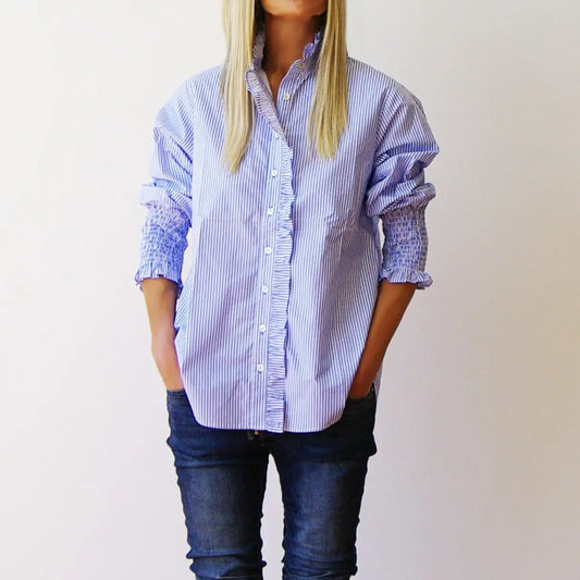 Poppy Pale Blue & White Stripe Shirt