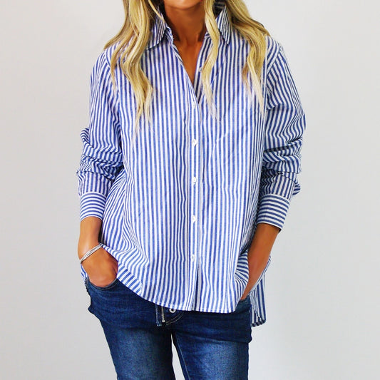 Riley Over Size Shirt Blue Stripe