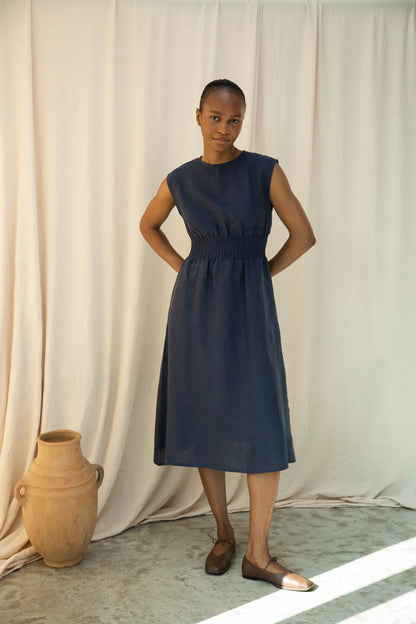 Beaumont Organic Ottillie-May Linen Dress - Midnight