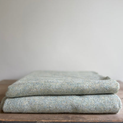 British Wool Herringbone Throw Sage