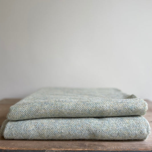 British Wool Herringbone Throw Sage