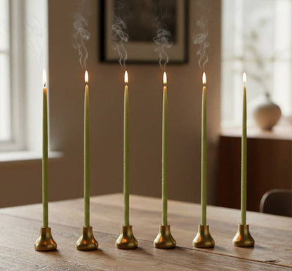 Thin Taper Candleholders in Old Gold - Set of 6