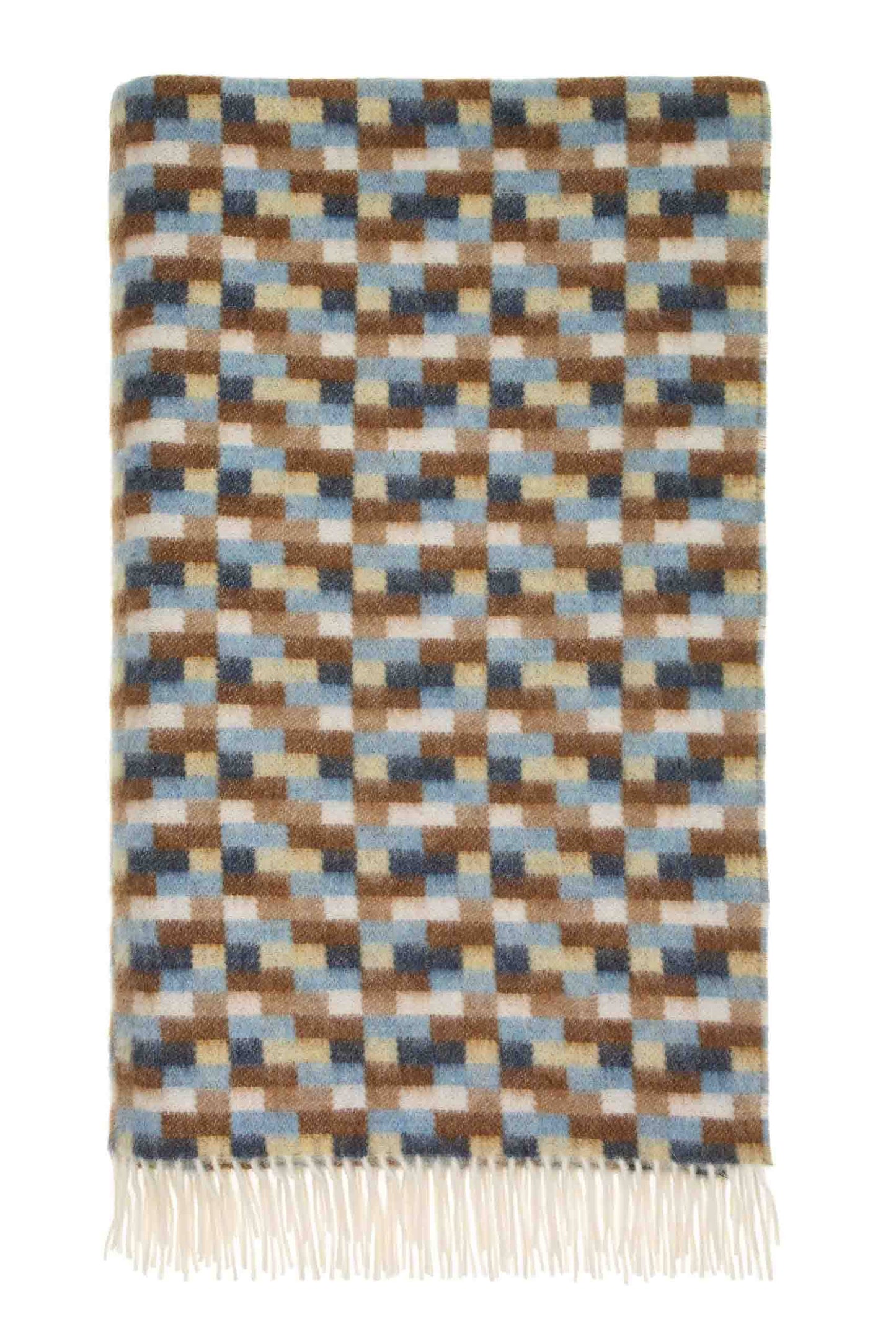 Bricks Merino Throw: Pink/Khaki