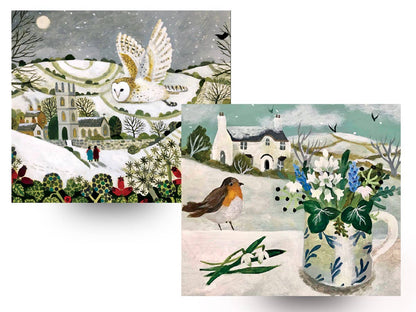 Christmas Card Pack -Robin & Snowdrops and The Snowy Owl