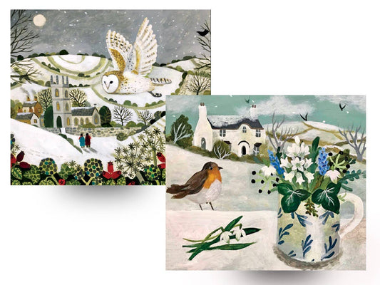 Christmas Card Pack -Robin & Snowdrops and The Snowy Owl
