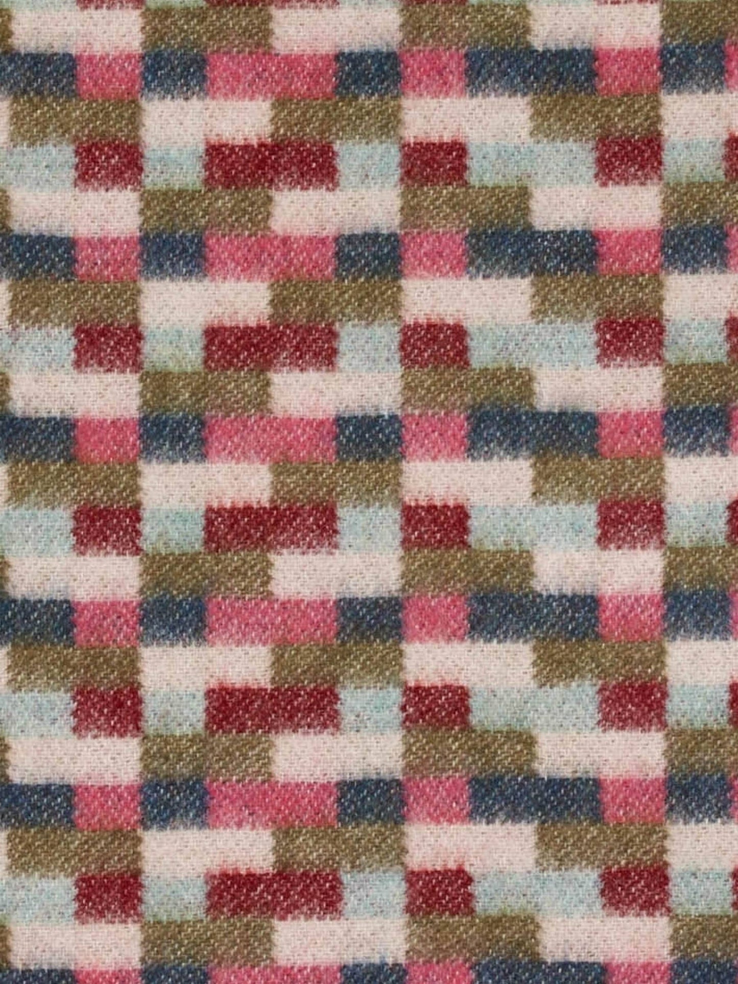 Bricks Merino Throw: Pink/Khaki