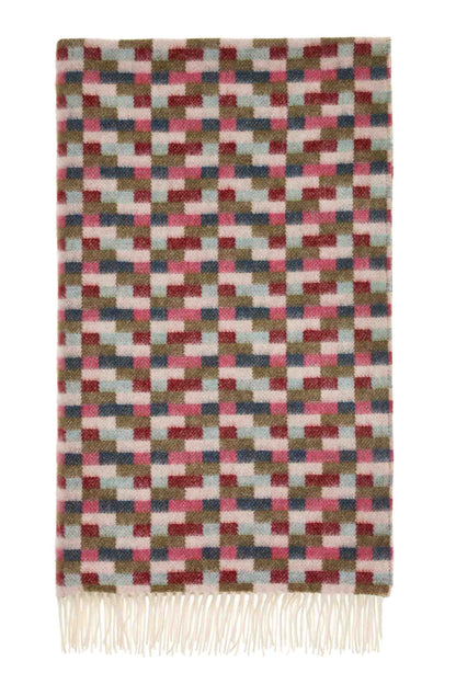 Bricks Merino Throw: Pink/Khaki