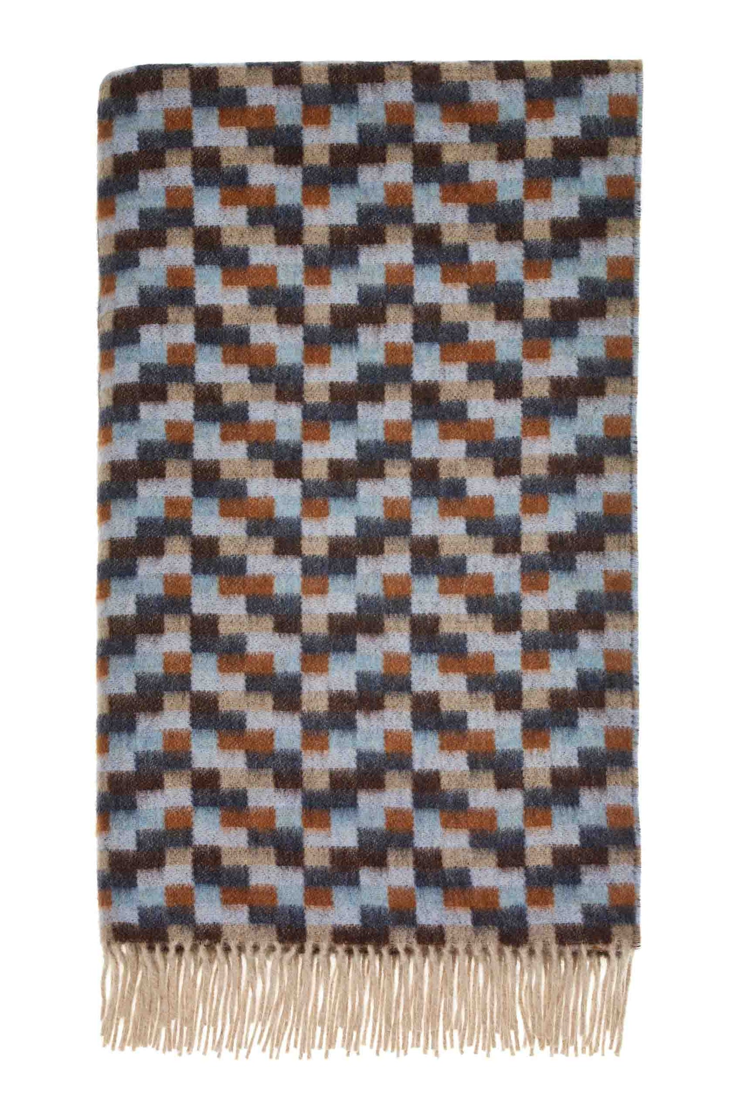 Bricks Merino Throw: Pink/Khaki