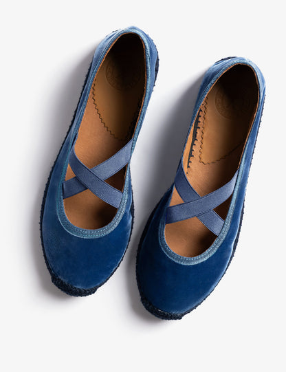 Penelope Chilvers Chico Velvet Espadrille - Denim